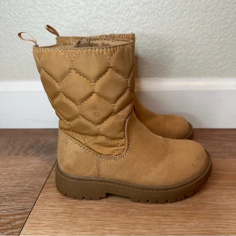 Old Navy Toddler Girls Size 8 Tan Quilted Mid Calf Boots